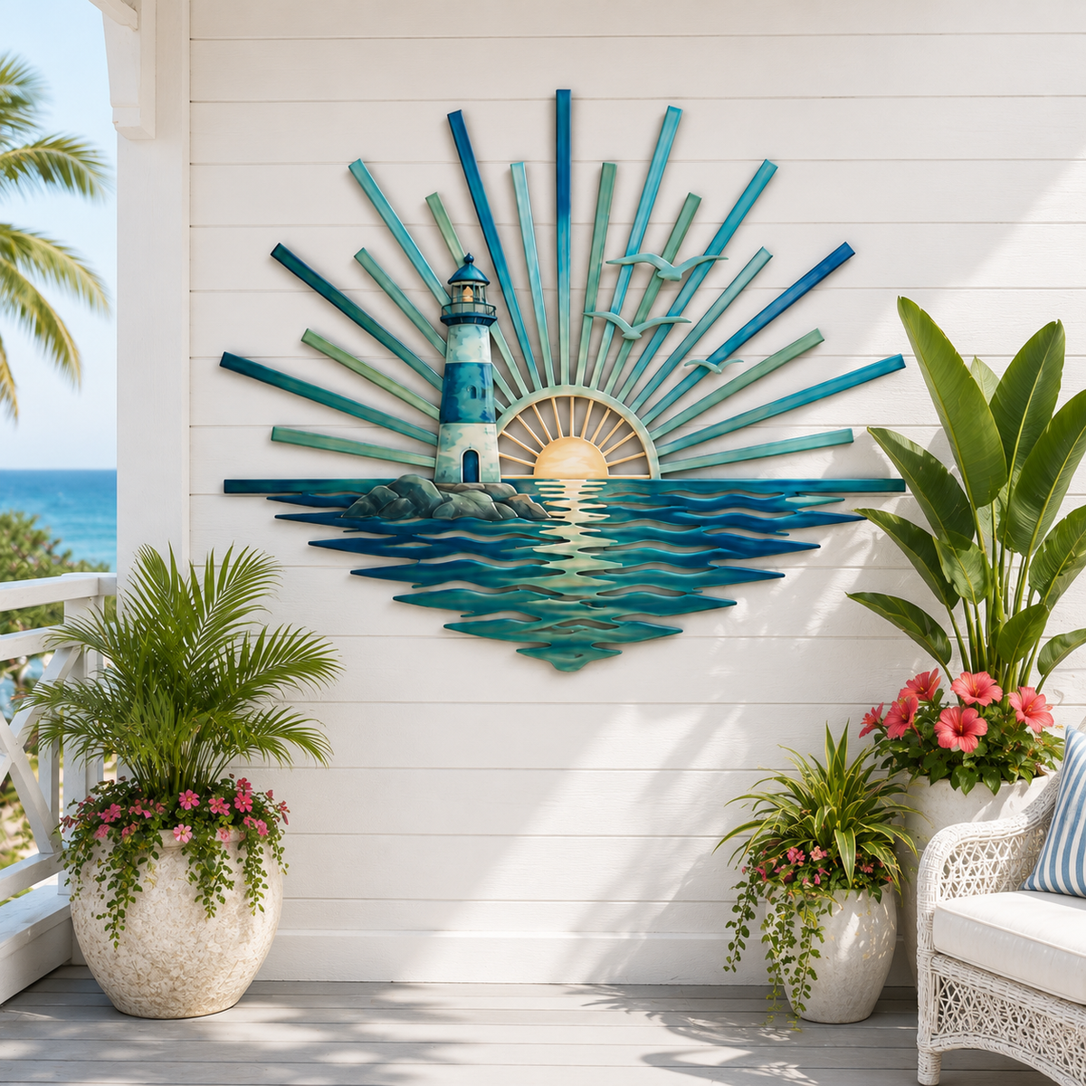 🌊 Décoration murale en métal « La légende des marées du coucher de soleil » : Décoration inspirée du coucher de soleil sur l’océan ! 🌅