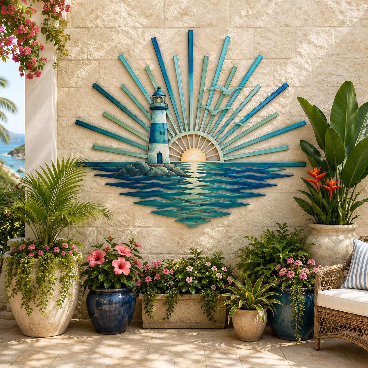 🌊 Décoration murale en métal « La légende des marées du coucher de soleil » : Décoration inspirée du coucher de soleil sur l’océan ! 🌅