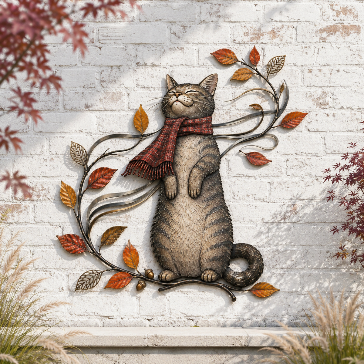 🍂🐱 Décoration murale chat d'automne--accrochez la chaleur de l'automne et un chat plein de charme