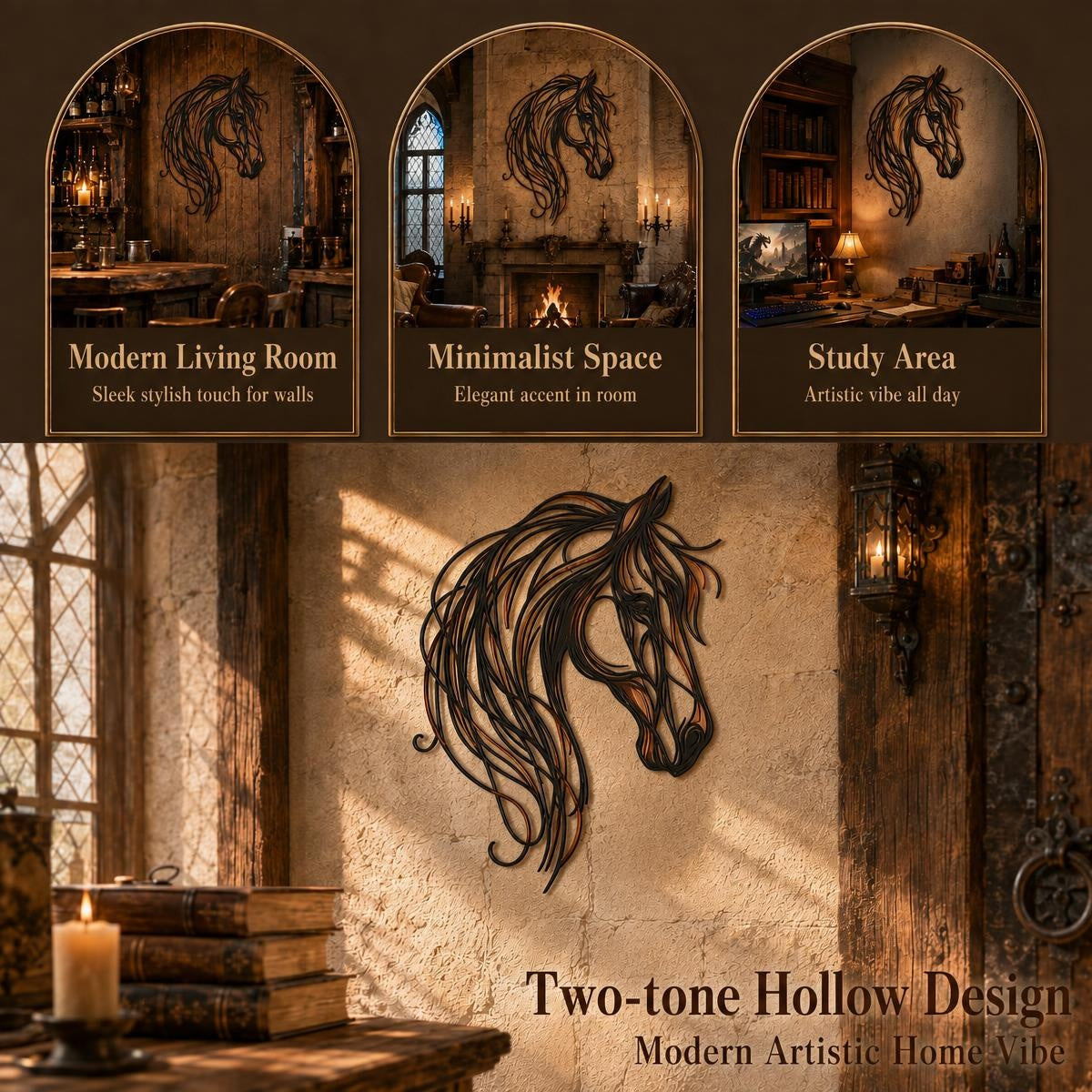 🐎 Tête de cheval en métal – Élégance équestre pour votre mur