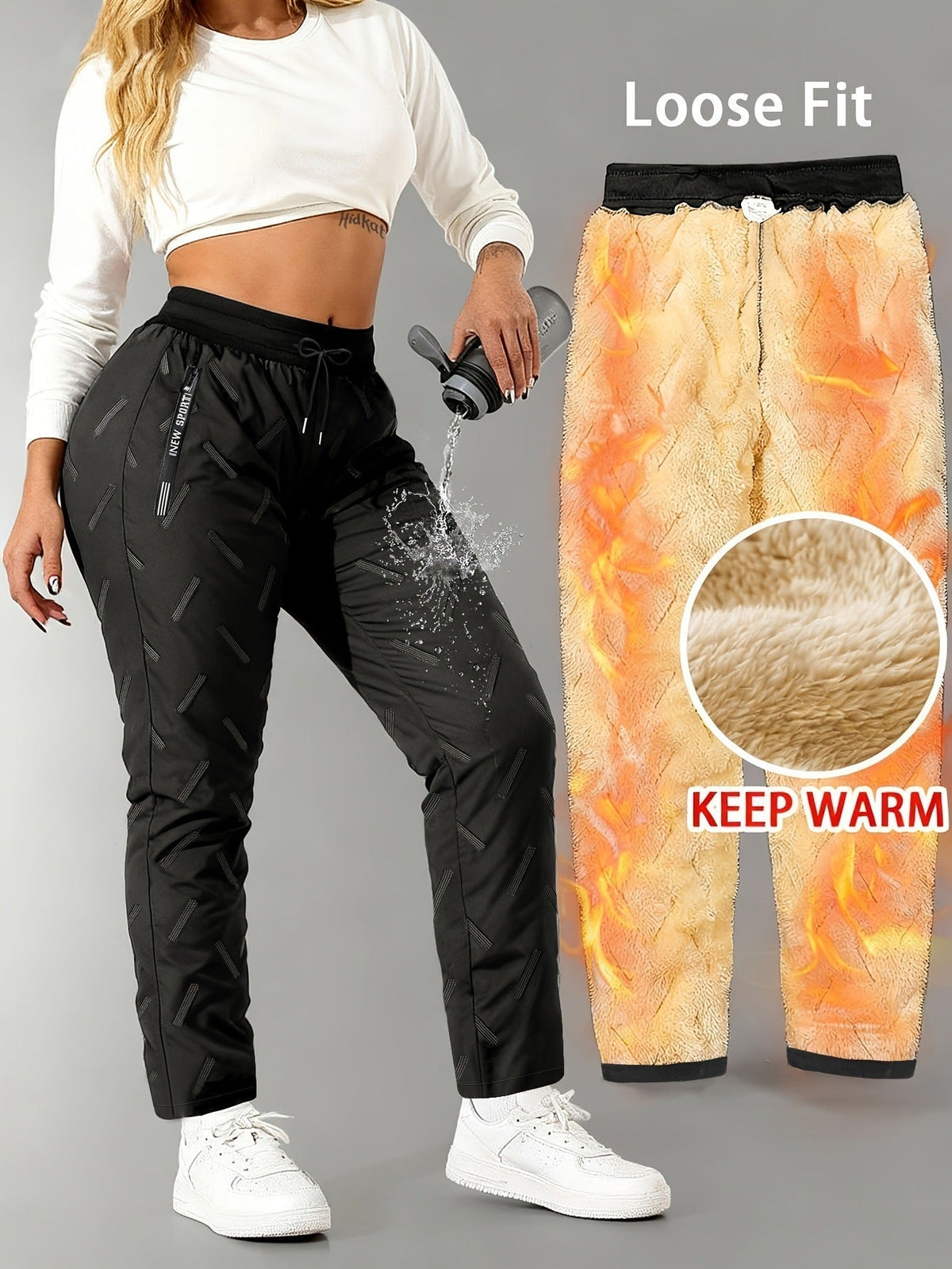 🧣 Pantalon imperméable doublé en polaire – Unisexe, chaud et prêt pour l'hiver🔥