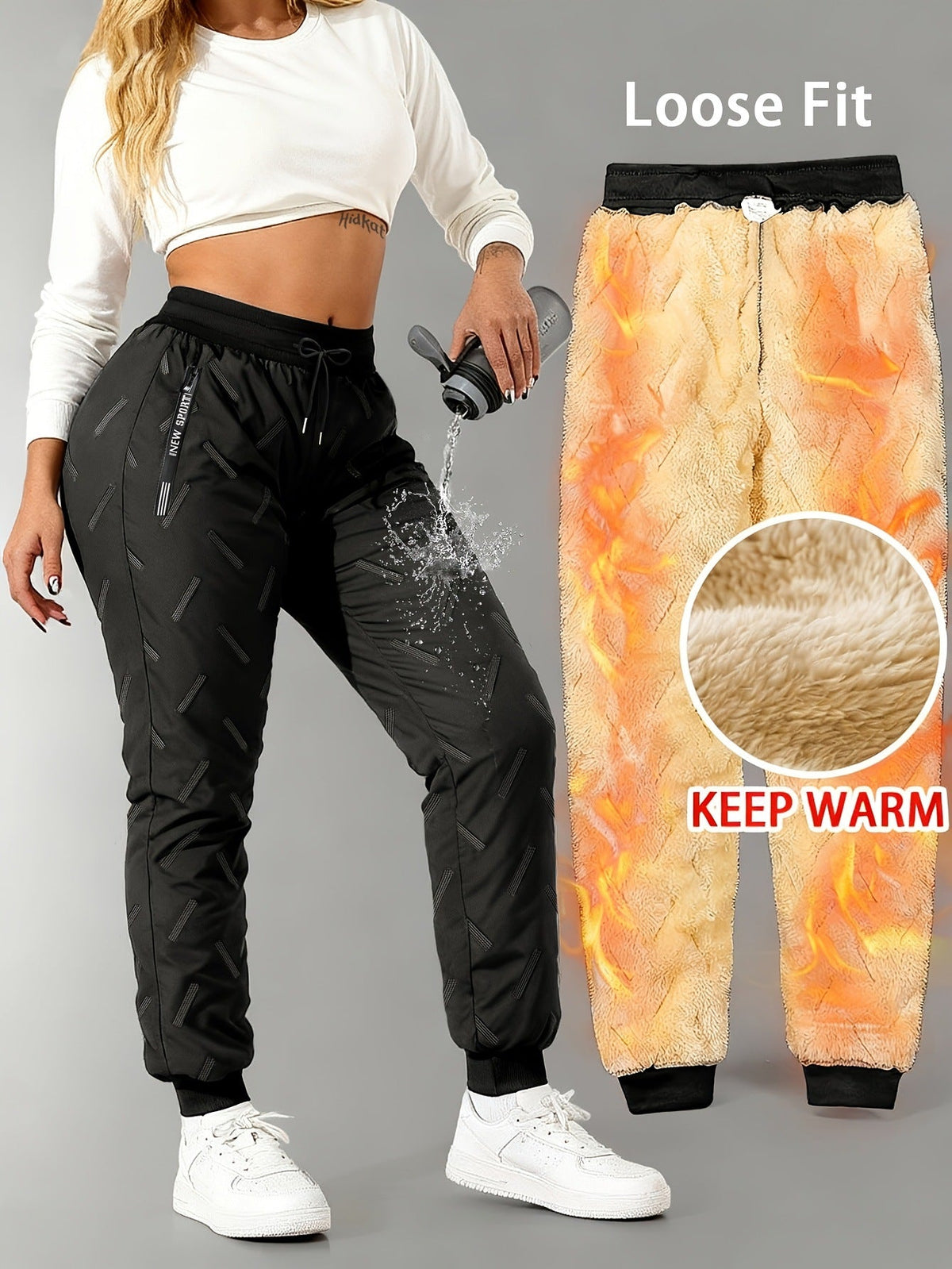 🧣 Pantalon imperméable doublé en polaire – Unisexe, chaud et prêt pour l'hiver🔥