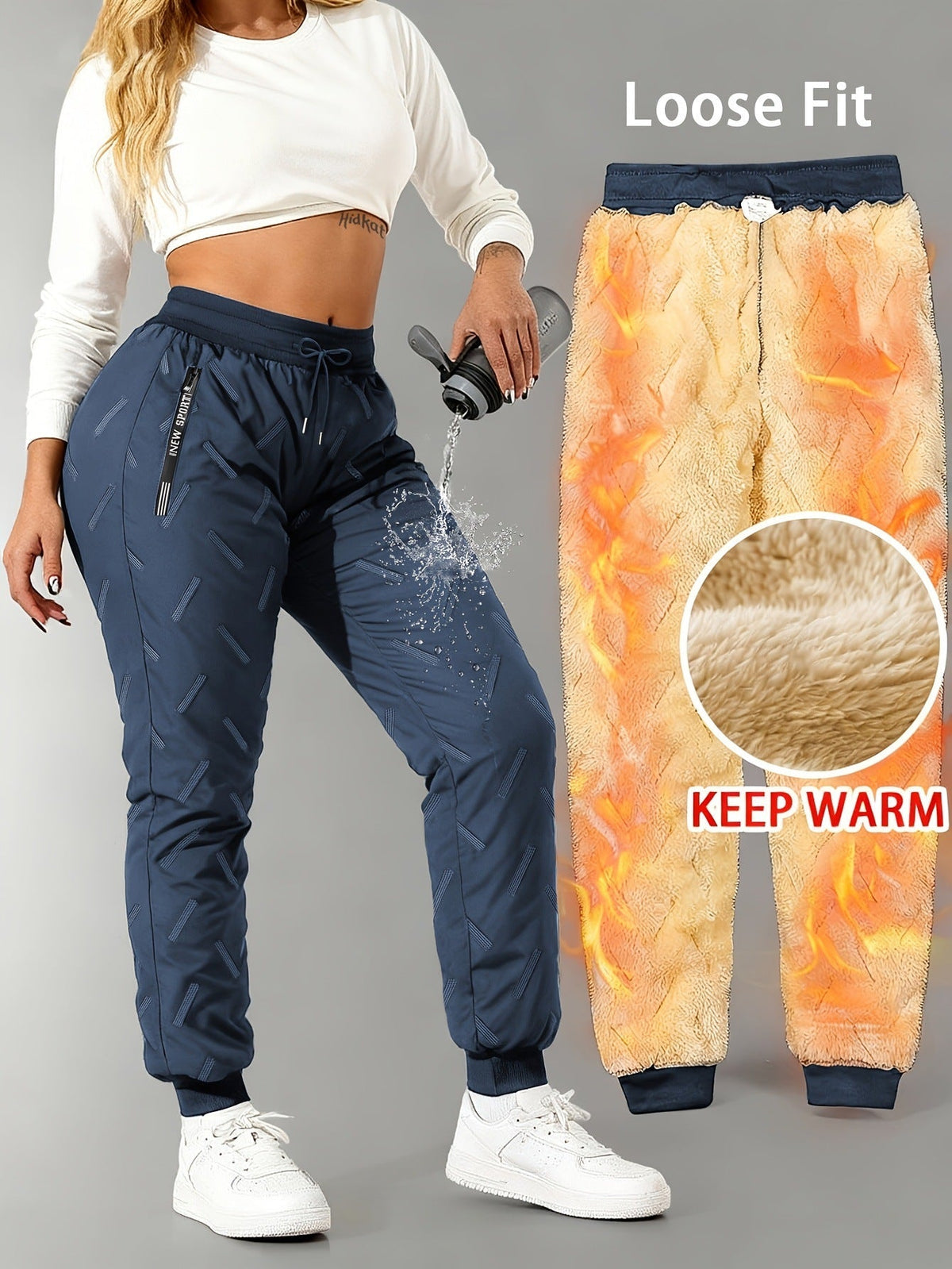 🧣 Pantalon imperméable doublé en polaire – Unisexe, chaud et prêt pour l'hiver🔥