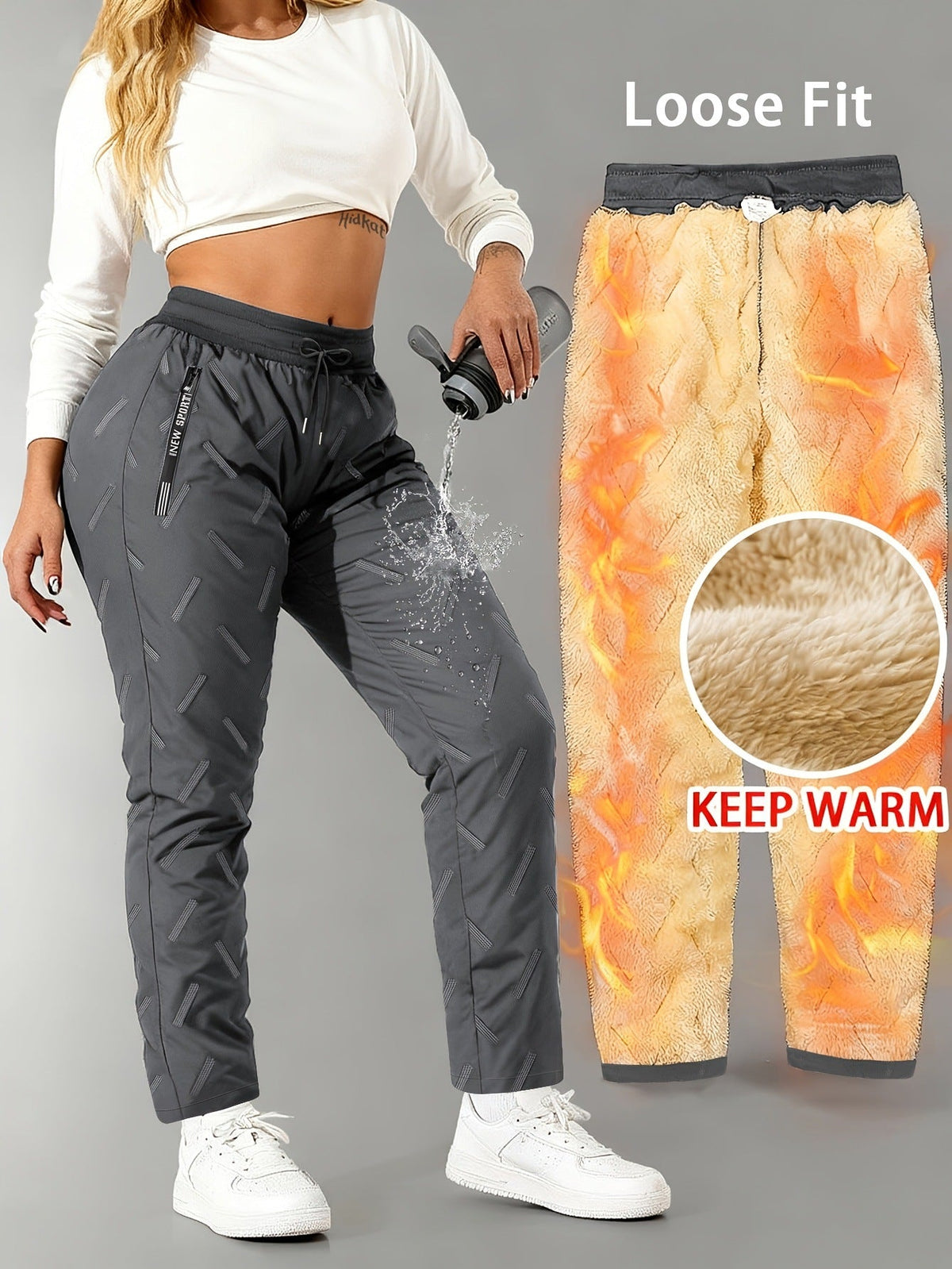🧣 Pantalon imperméable doublé en polaire – Unisexe, chaud et prêt pour l'hiver🔥