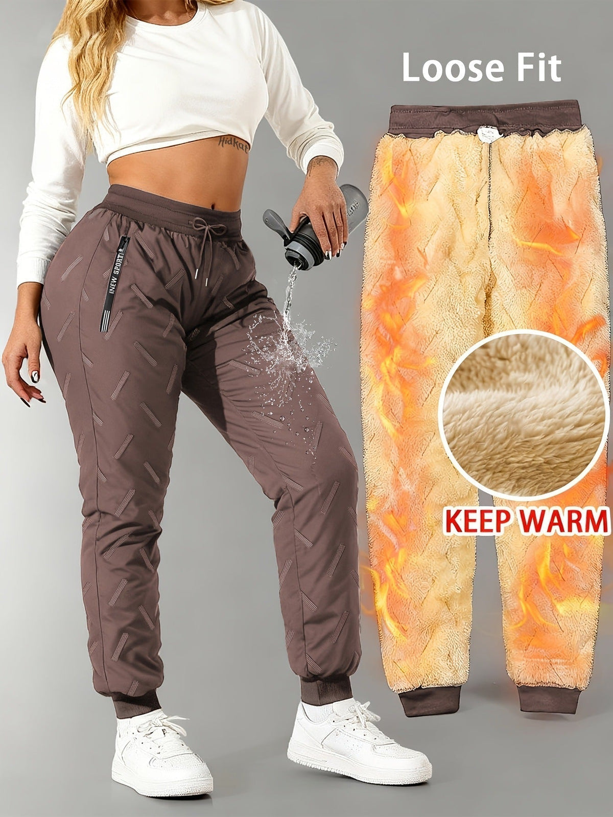 🧣 Pantalon imperméable doublé en polaire – Unisexe, chaud et prêt pour l'hiver🔥