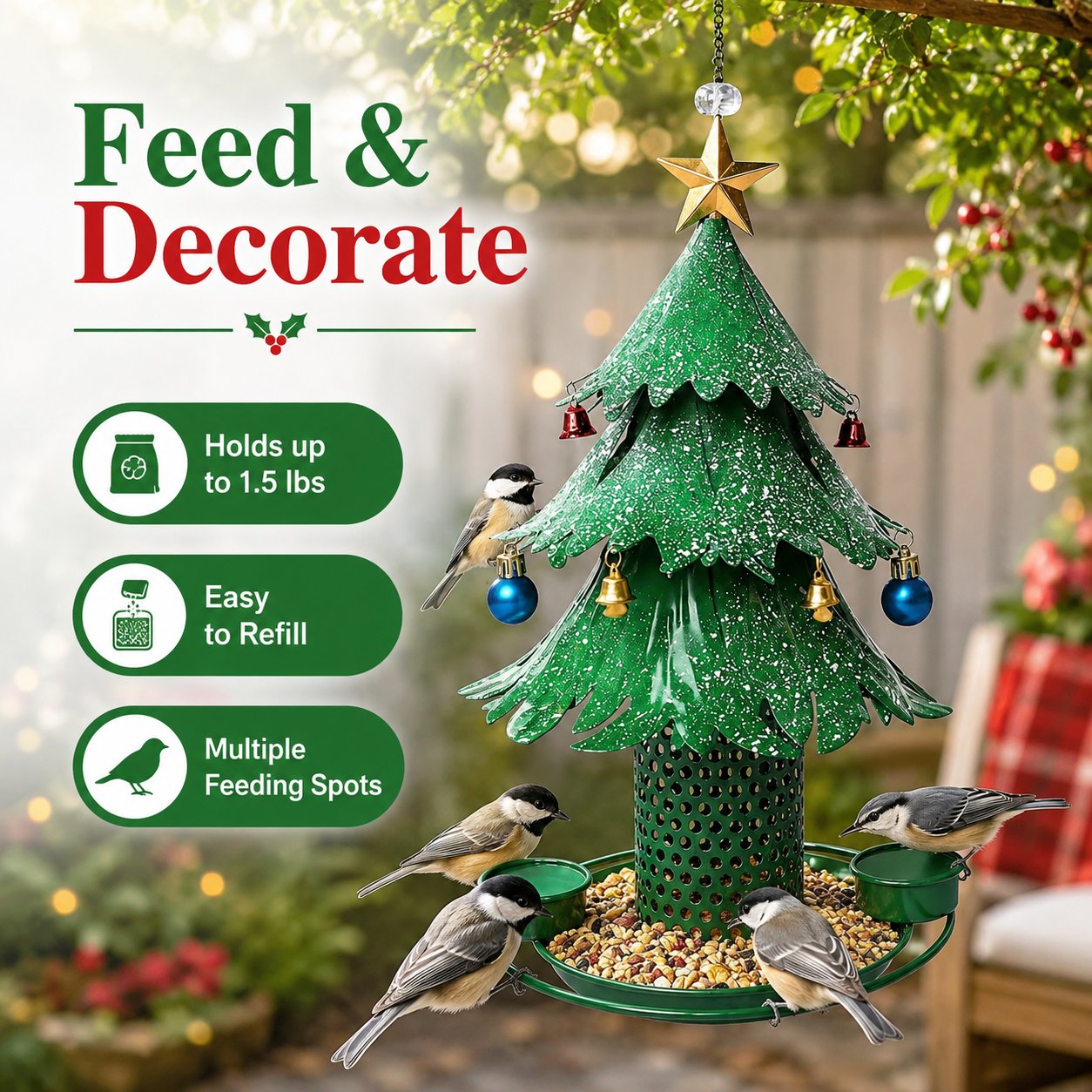 🎄 Mangeoire Arbre de Noël — Attirez les oiseaux sauvages dans votre jardin ! ✨🕊️