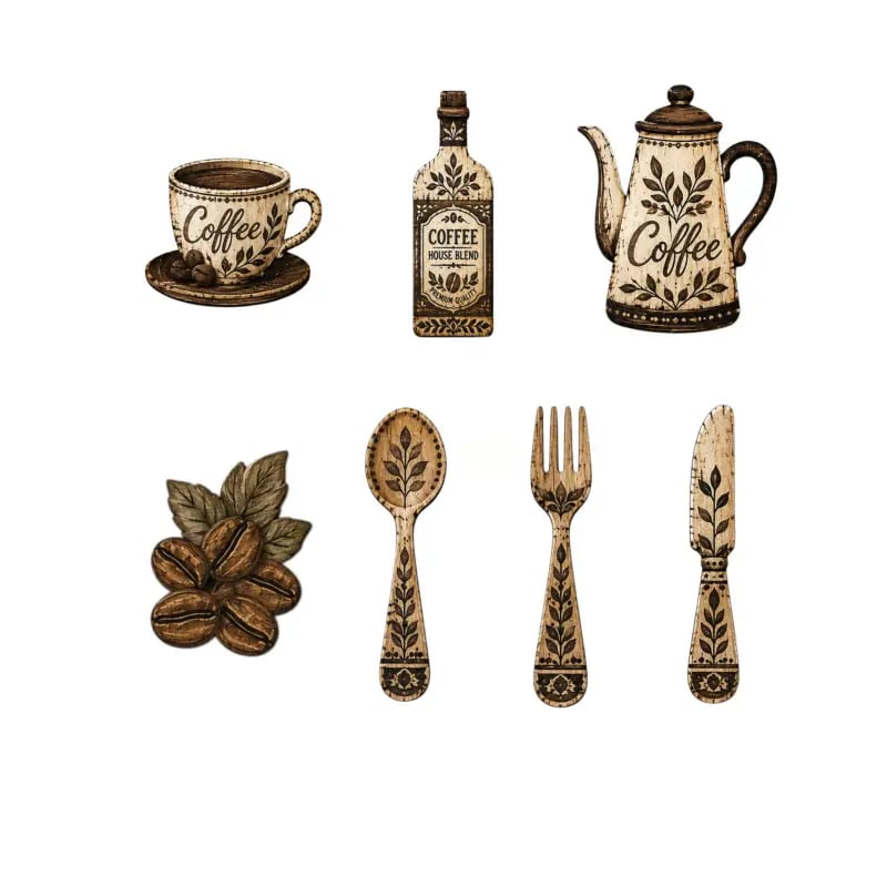 ☕Décoration Murale 7 Pièces en Bois Style Coin Café✨