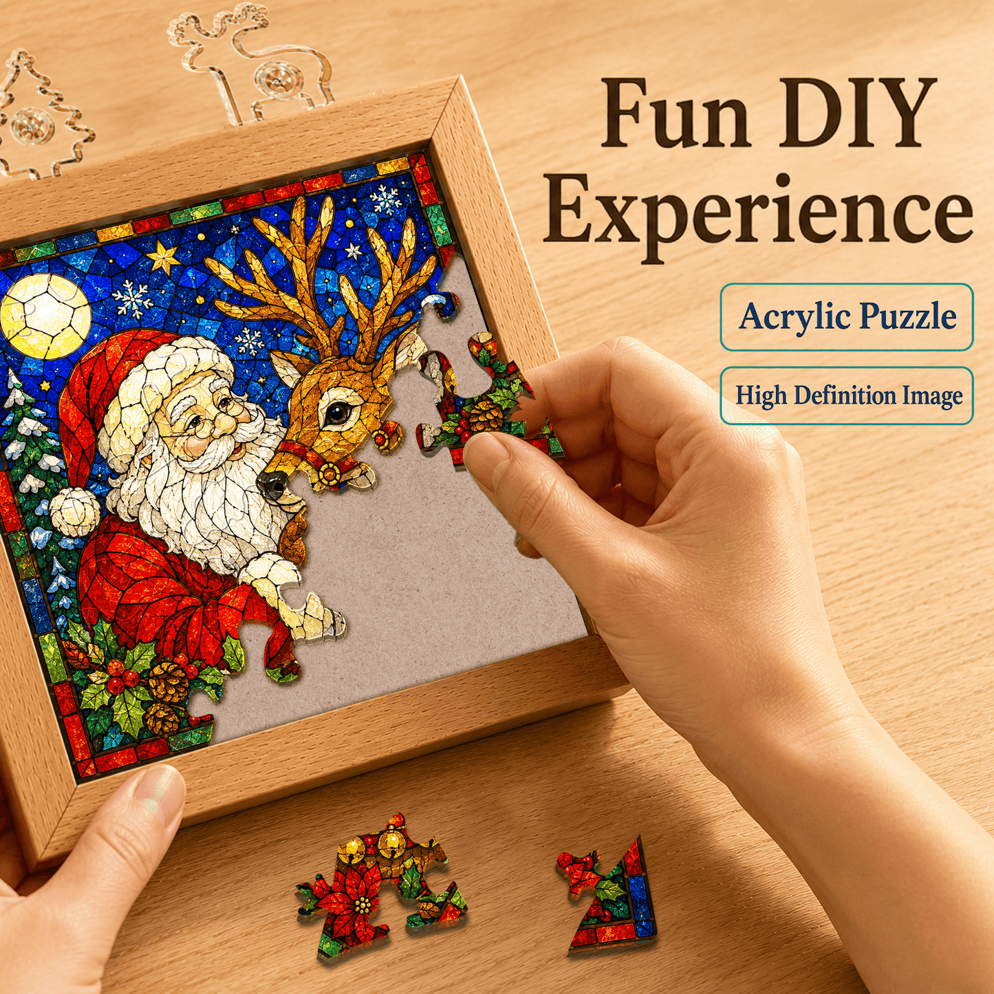 🧩🎄 Lampe de Noël en puzzle acrylique — assemblez votre propre lumière de Noël, pièce par pièce