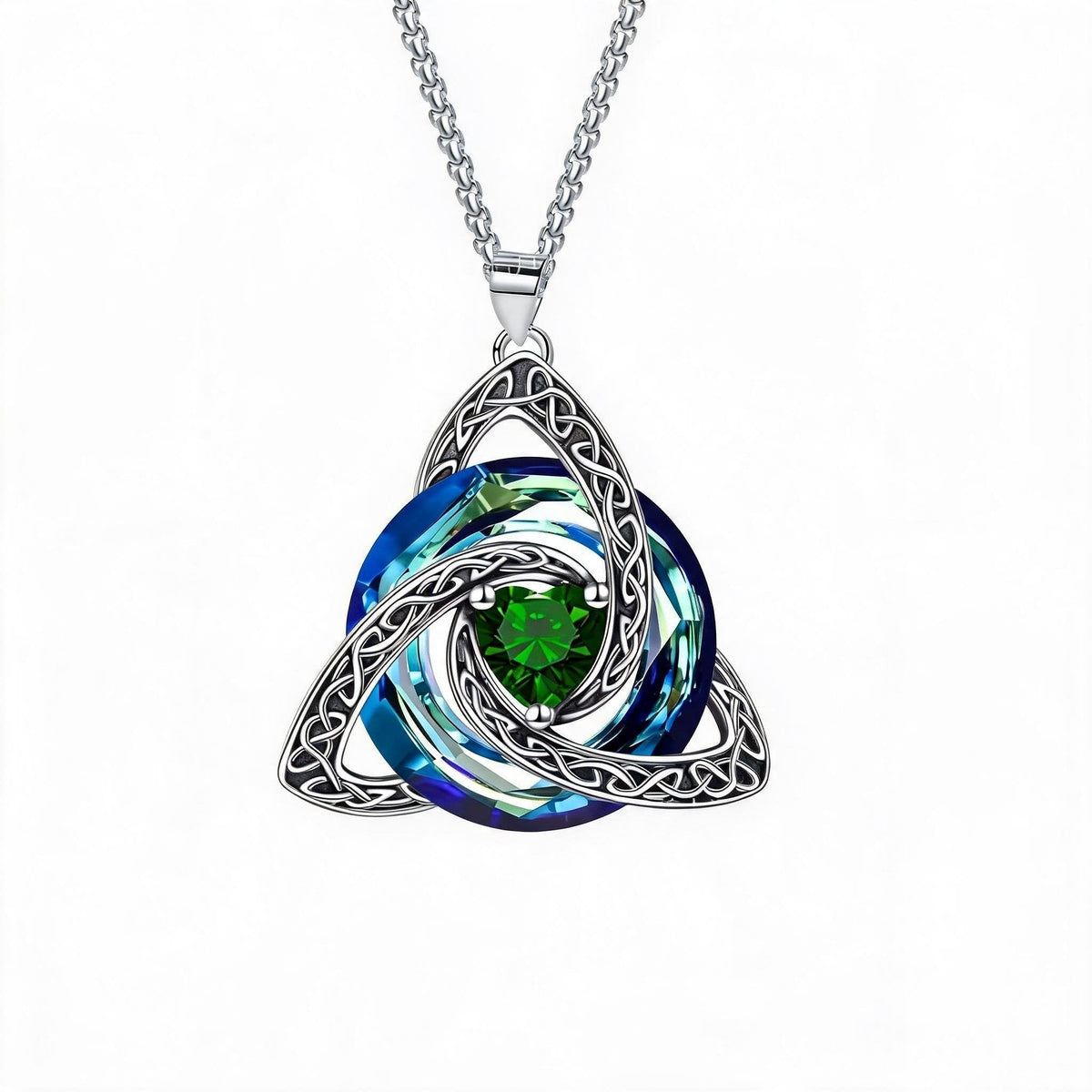 ✨Collier Trinité celtique avec pierre de naissance--un symbole de foi, d'amour et d'unité à porter au quotidien