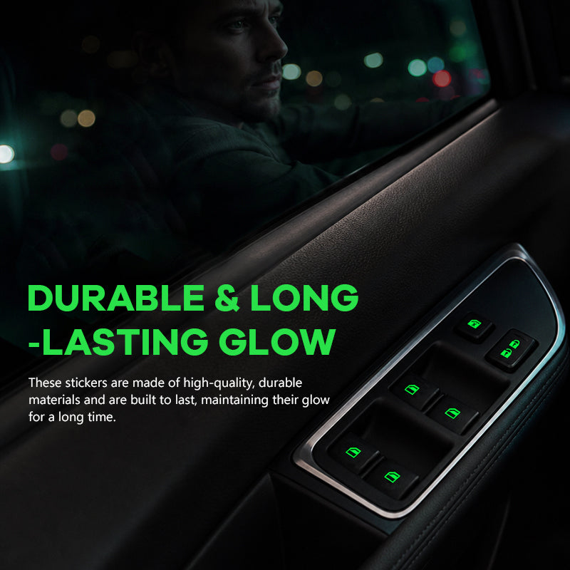 💡Autocollants lumineux pour interrupteur de lève-vitre de voiture - Bouton d'avertissement lumineux de nuit coloré