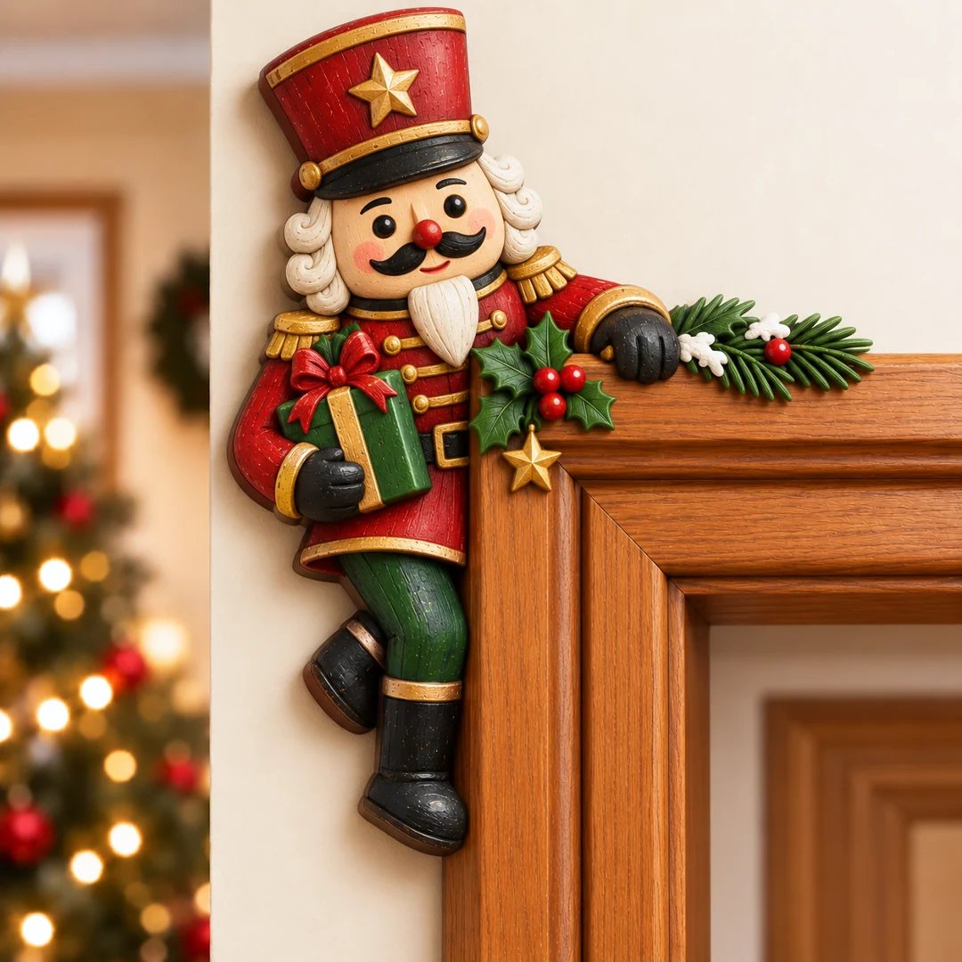 🎅 Décor de coin de porte Père Noël qui dépasse｜8 personnages pour une entrée pleine de malice