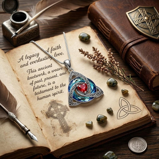 ✨Collier Trinité celtique avec pierre de naissance--un symbole de foi, d'amour et d'unité à porter au quotidien