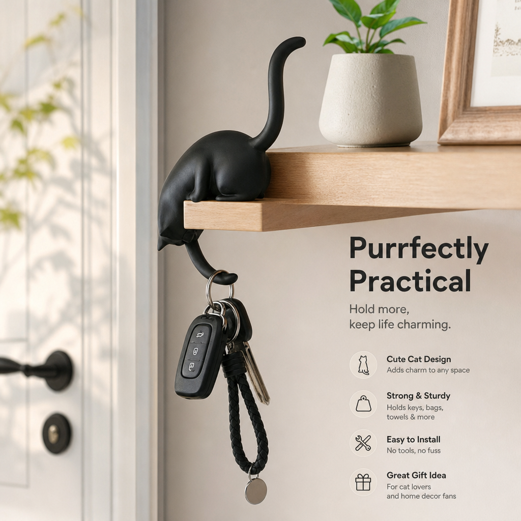 🐈Crochet pour étagère pour chat – Pratique, élégant et sans perçage ! 🐾✨