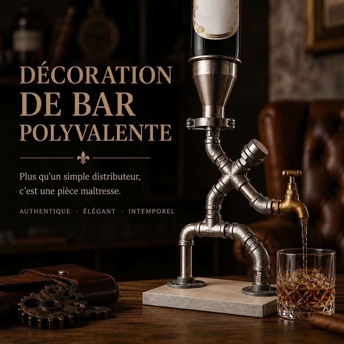 🍷 Distributeur de boissons par gravité de style industriel