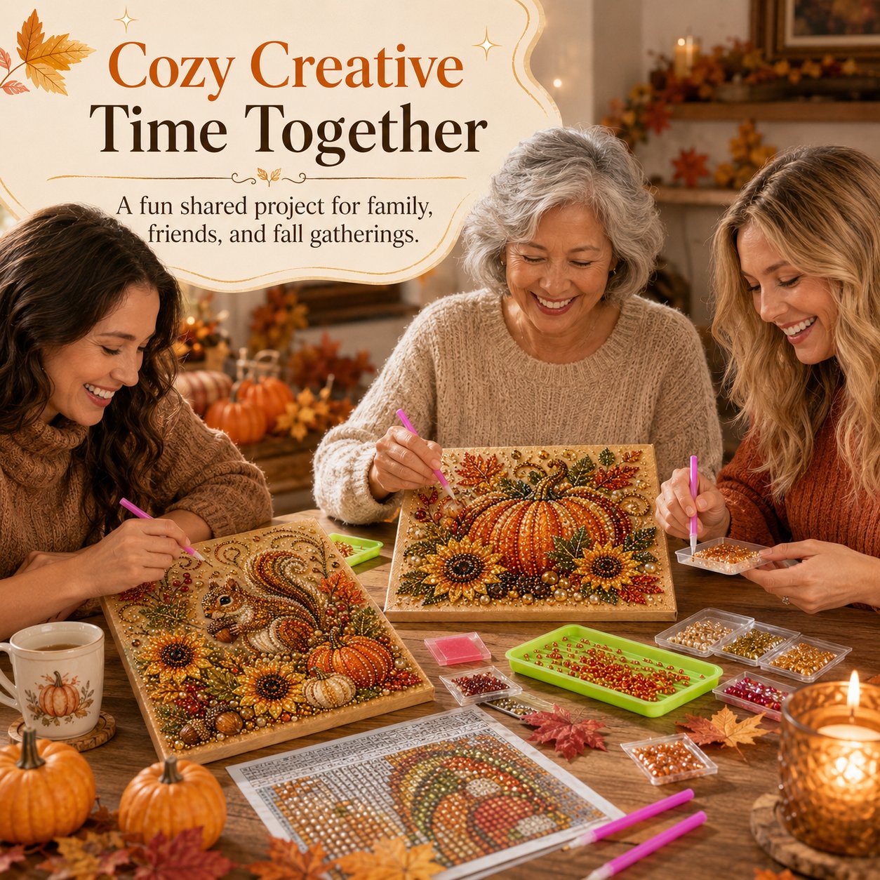 🍂💎 Kit de peinture nacrée d'automne – Activité manuelle relaxante pour créer des œuvres d'art automnales étincelantes 🖌️