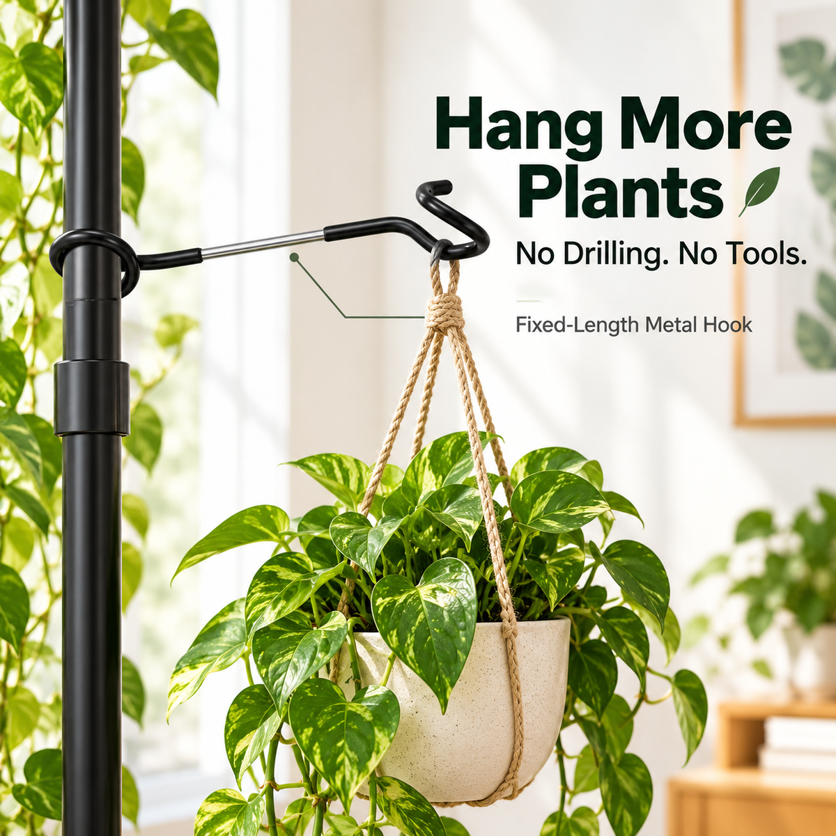 🪴🔧 Crochet de suspension pour poteau de plante sans perçage--plus de plantes, sans percer