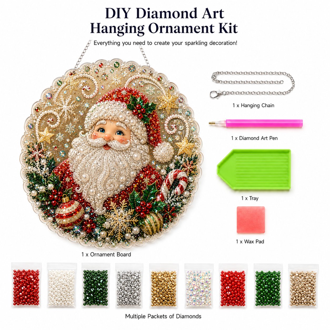 🎄Ensemble de décorations de Noël en perles et diamants | Décorations de Noël artisanales à faire soi-même 🎅💎