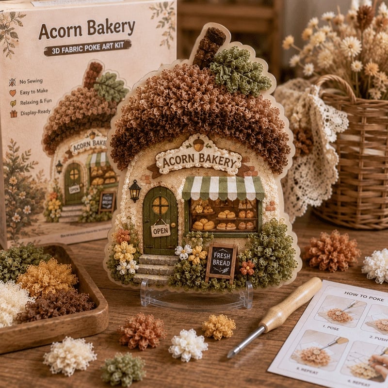 🏡🧵Kit Arte Tessile 3D "Poke Art" Villaggio Incantato 🧵✨