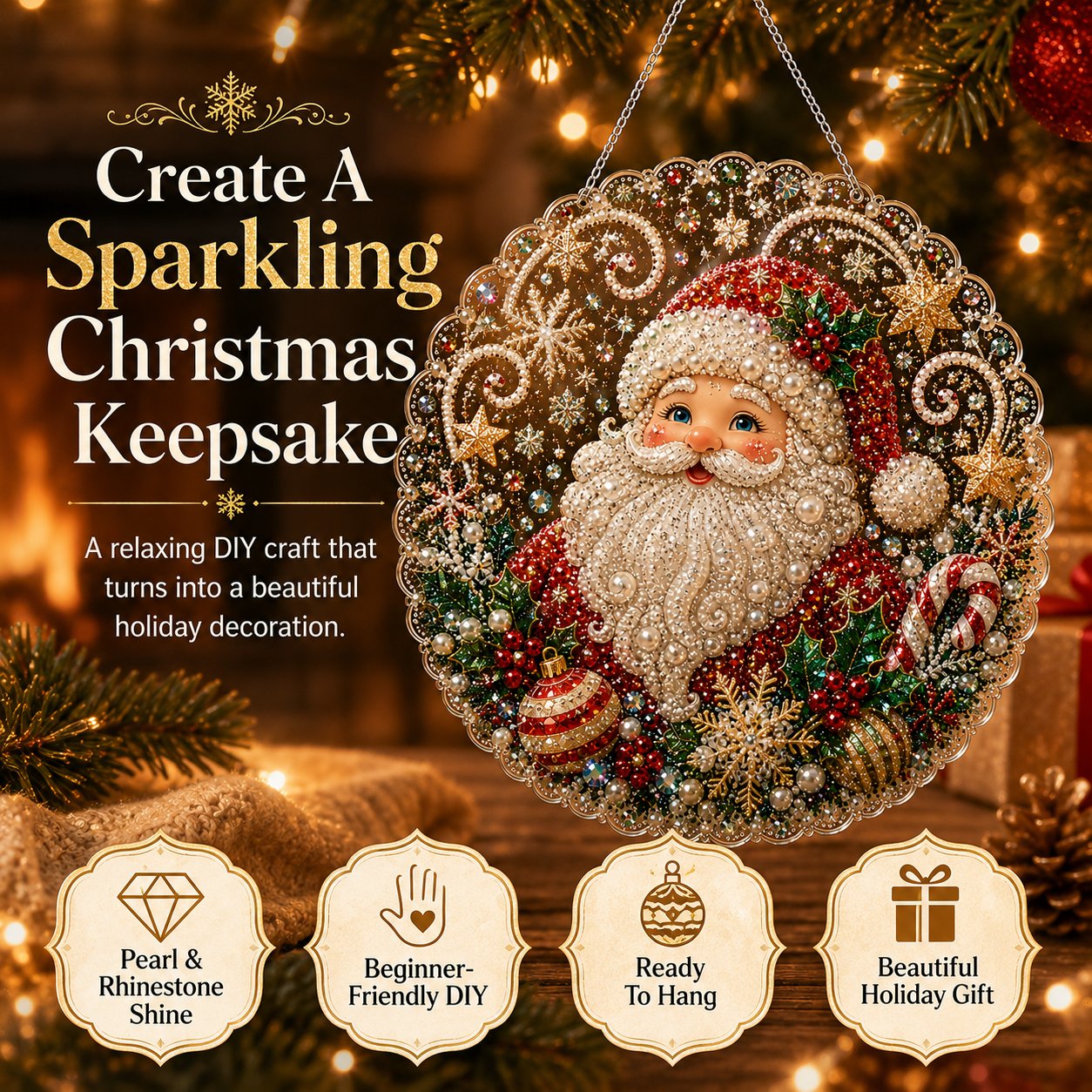 🎄Ensemble de décorations de Noël en perles et diamants | Décorations de Noël artisanales à faire soi-même 🎅💎