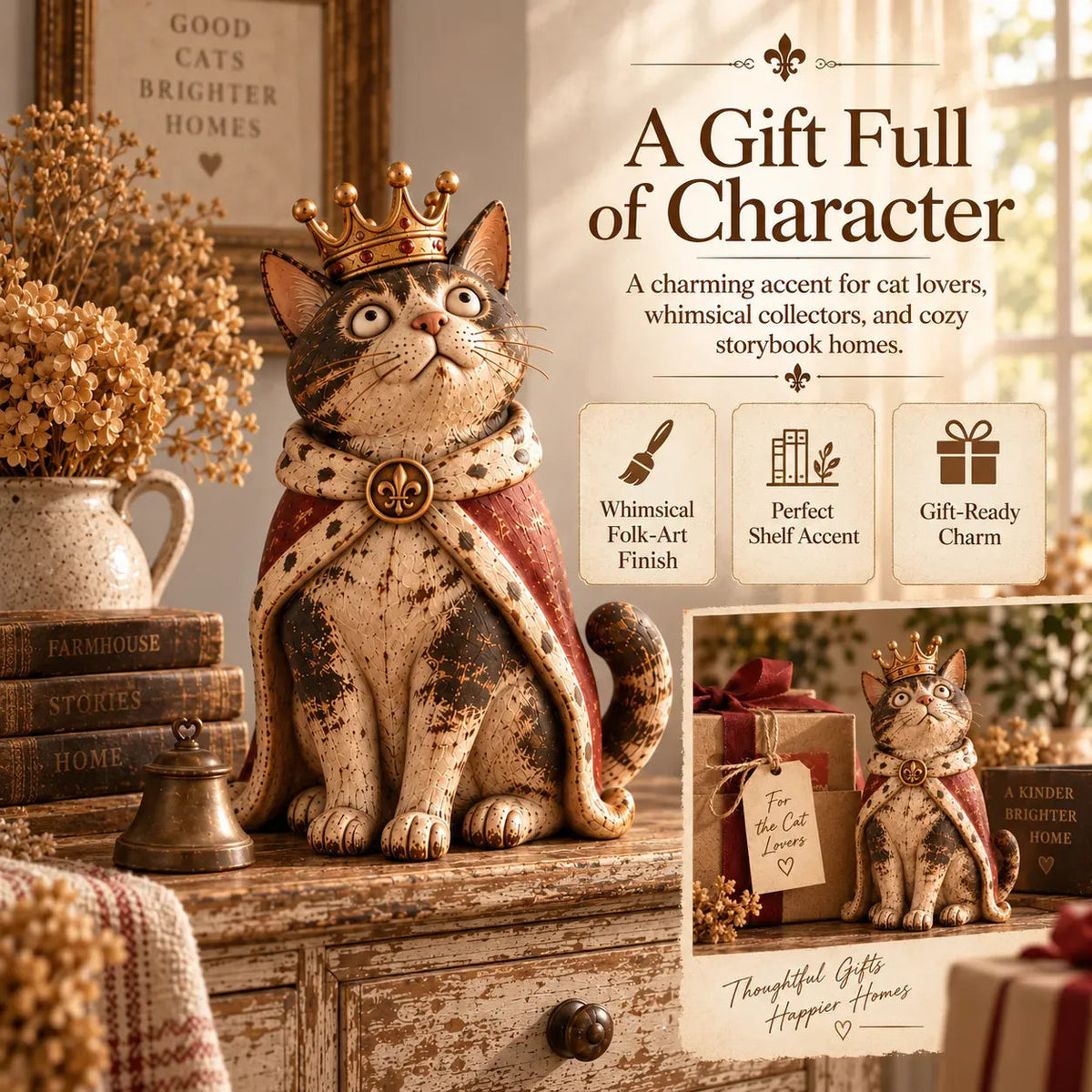 👑Cour médiévale des chats--5 figurines décoratives au charme vintage🐱