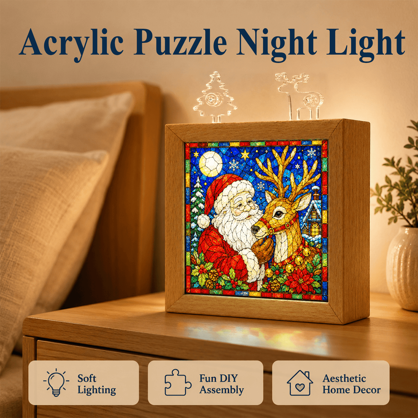 🧩🎄 Lampe de Noël en puzzle acrylique — assemblez votre propre lumière de Noël, pièce par pièce