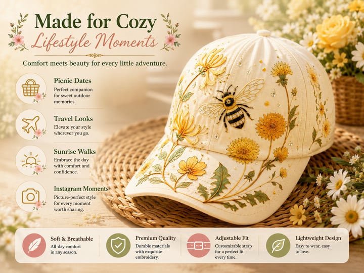 🎁50 % de réduction🔥😱🌸🌿 Casquette de baseball « Garden Morning » : douceur du soleil et confort au quotidien ! ☀️🌱🧢