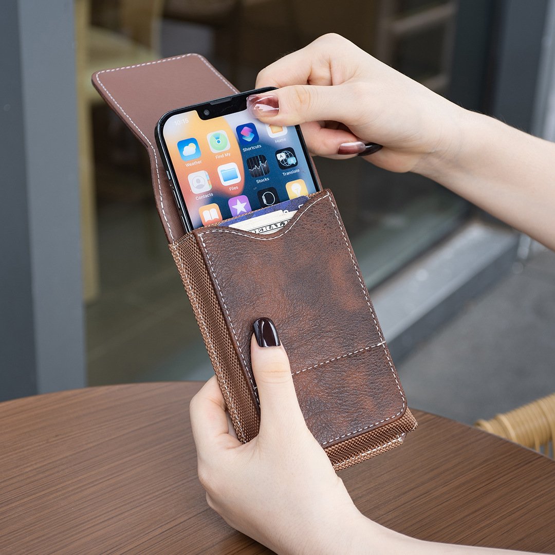 📱Étui de ceinture pour téléphone portable ✨ Étui en cuir multipoches avec porte-cartes