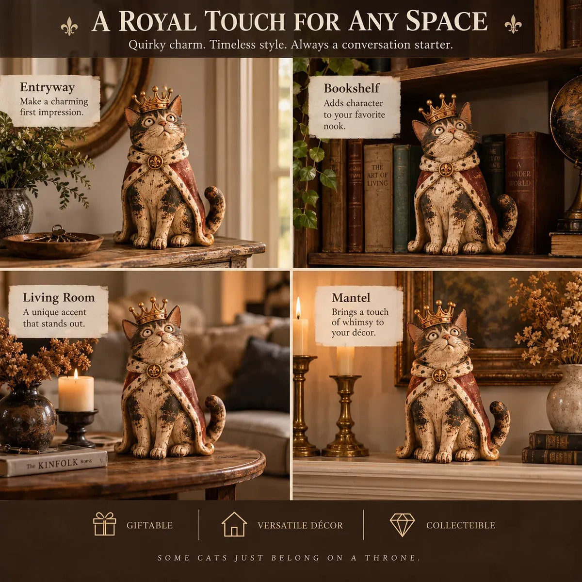 👑Cour médiévale des chats--5 figurines décoratives au charme vintage🐱