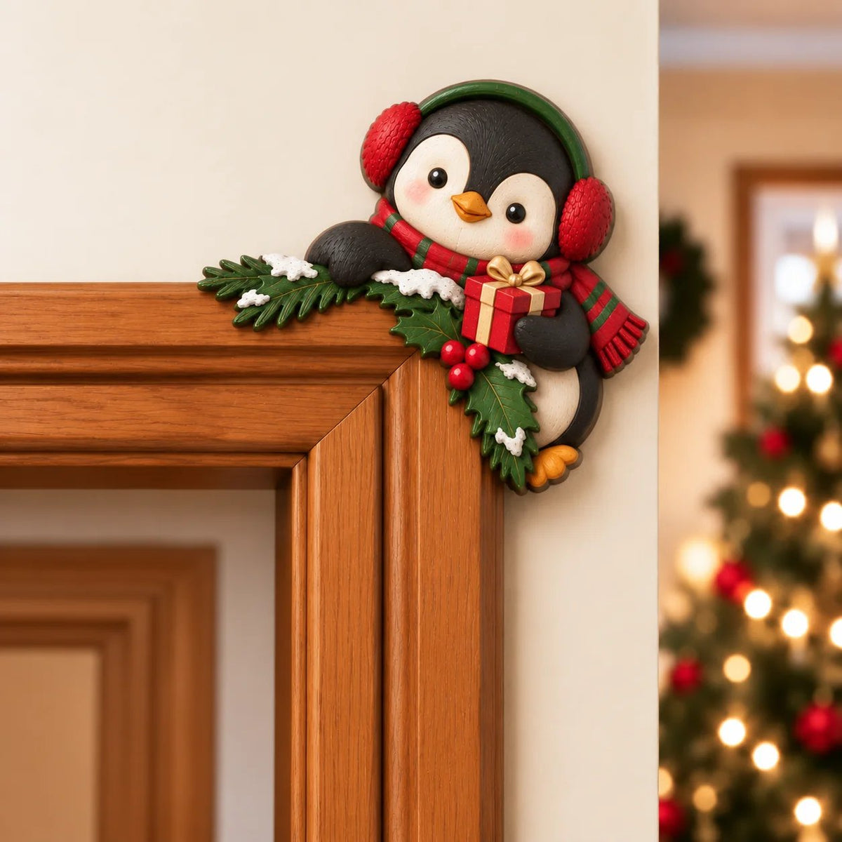 🎅 Décor de coin de porte Père Noël qui dépasse｜8 personnages pour une entrée pleine de malice