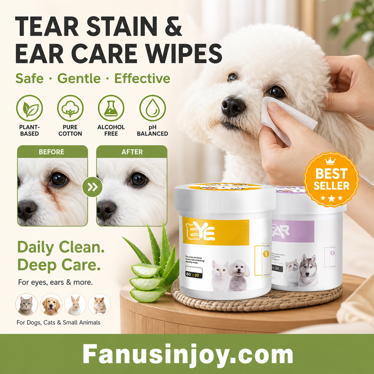 ✨️Surprise : 49 % de réduction 🐈Lingettes Nettoyantes Douces Yeux & Oreilles pour Animaux 🐾✨