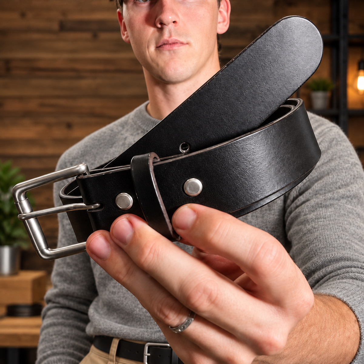 🔥 Ceinture en cuir pleine fleur faite main--un accessoire durable et raffiné pour tous les jours