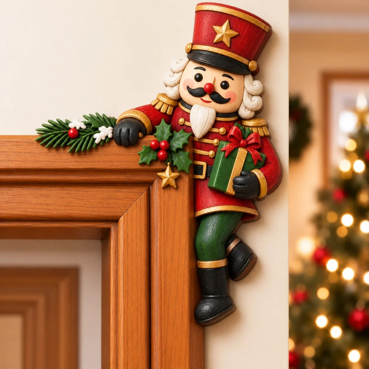 🎅 Décor de coin de porte Père Noël qui dépasse｜8 personnages pour une entrée pleine de malice