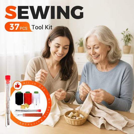 🧵🔥Kit de Couture 37 Pièces Amélioré – Aiguilles Renforcées & Grand Œil pour Seniors ! ✨
