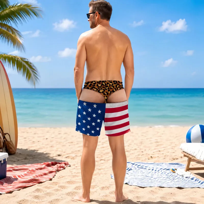 🏖️🐆 Short de bain en jean imprimé léopard : un maillot de bain original ! 🏖️