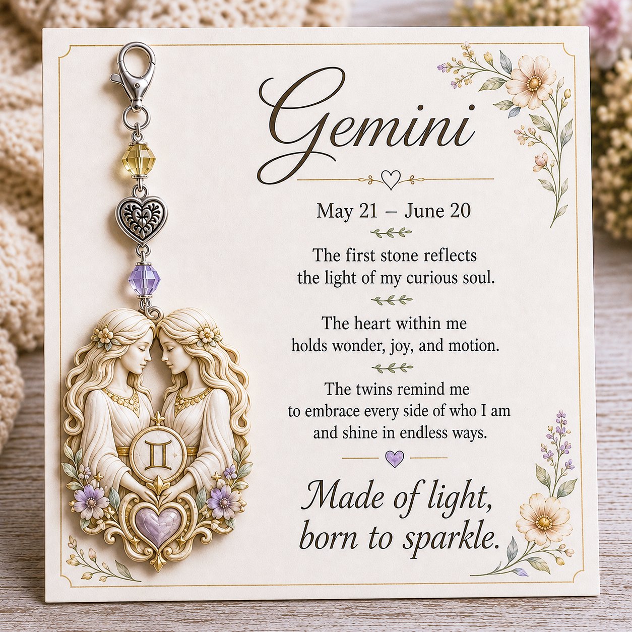 🌙💎 Un petit bijou fait spécialement pour elle — Carte souvenir Pierre de Naissance du Zodiaque