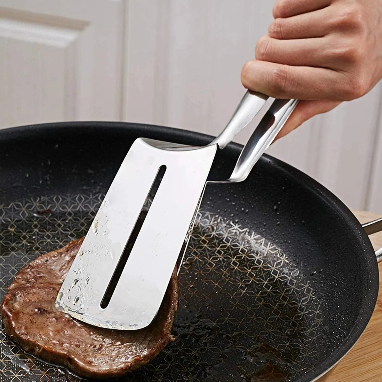 🍳🥩 Spatule-pince 2 en 1 en acier inoxydable : révolutionnez votre façon de cuisiner !