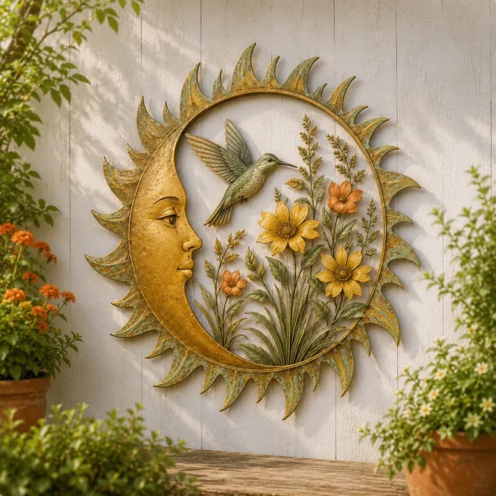 ☀️ Décoration Murale Soleil Vintage — Illuminez votre jardin et vos murs avec un charme naturel absolu ! ✨🌿