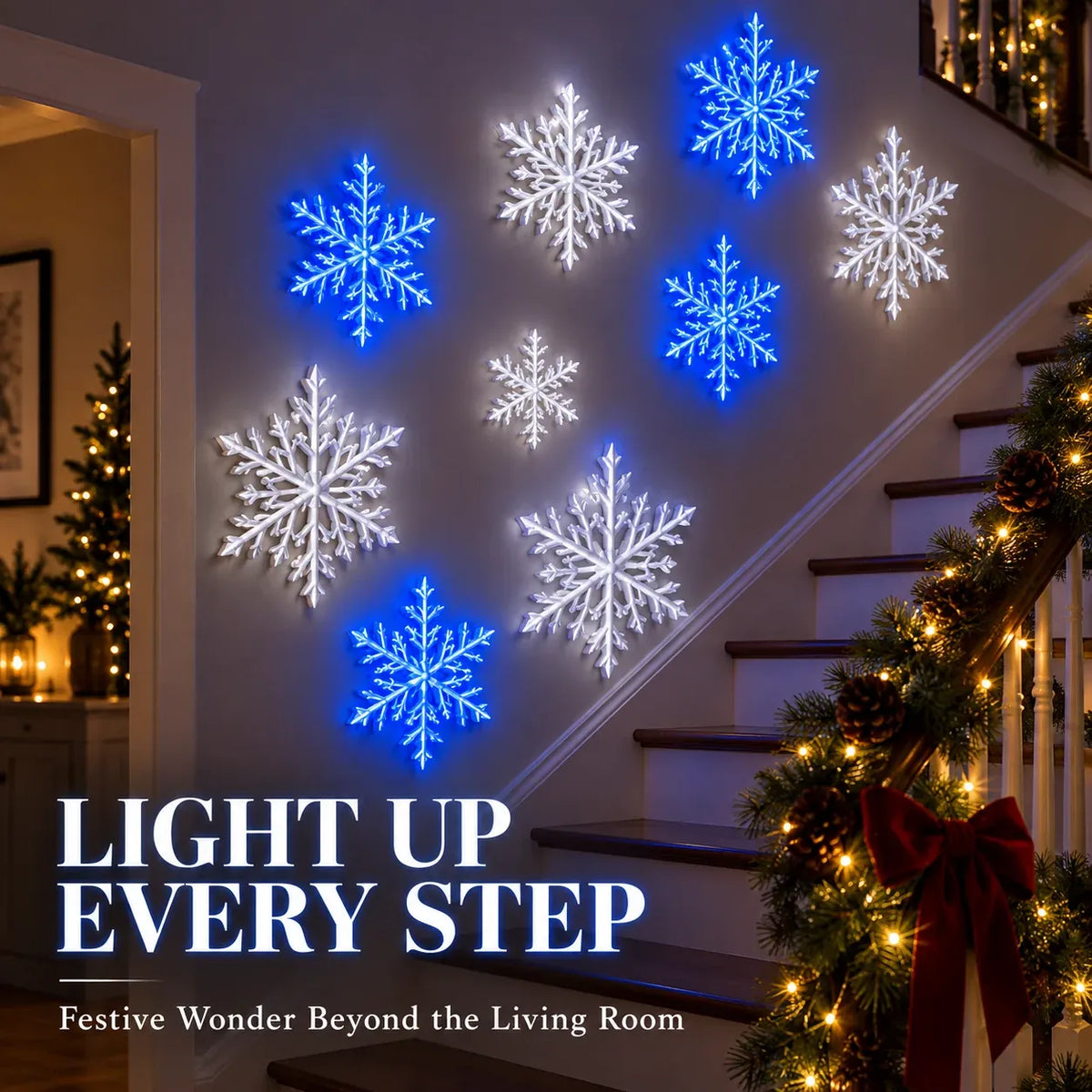 ❄️✨ Guirlande murale LED flocons de neige — accrochez‑la et transformez votre intérieur en paysage hivernal