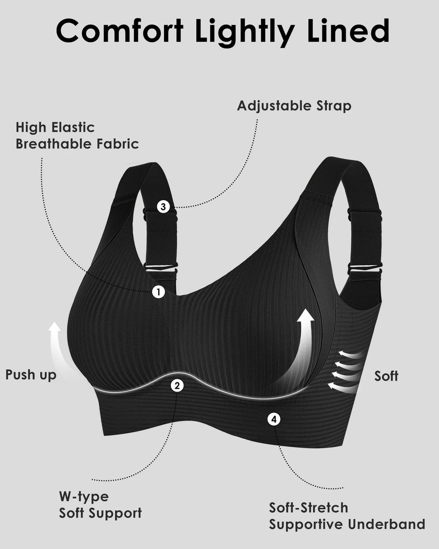 ⏳Achetez-en 2 obtenez-en 1 gratuitement🎁Soutien-gorge push-up à ruban pour femmes avec bretelles courbées réglables