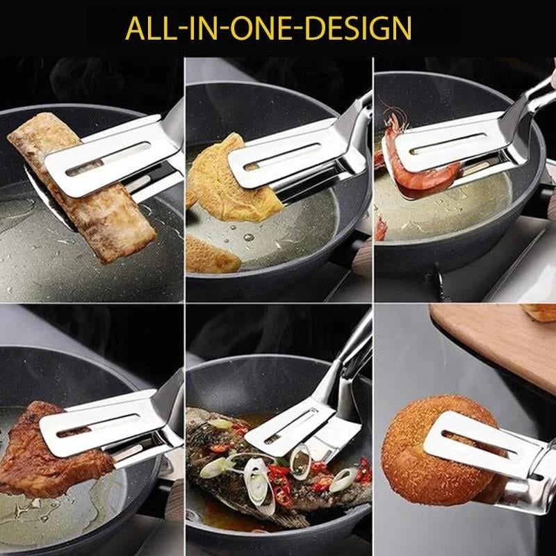 🍳🥩 Spatule-pince 2 en 1 en acier inoxydable : révolutionnez votre façon de cuisiner !