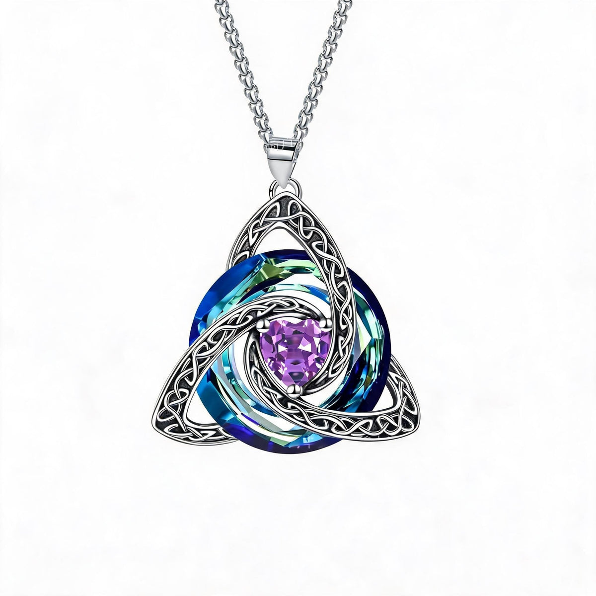 ✨Collier Trinité celtique avec pierre de naissance--un symbole de foi, d'amour et d'unité à porter au quotidien