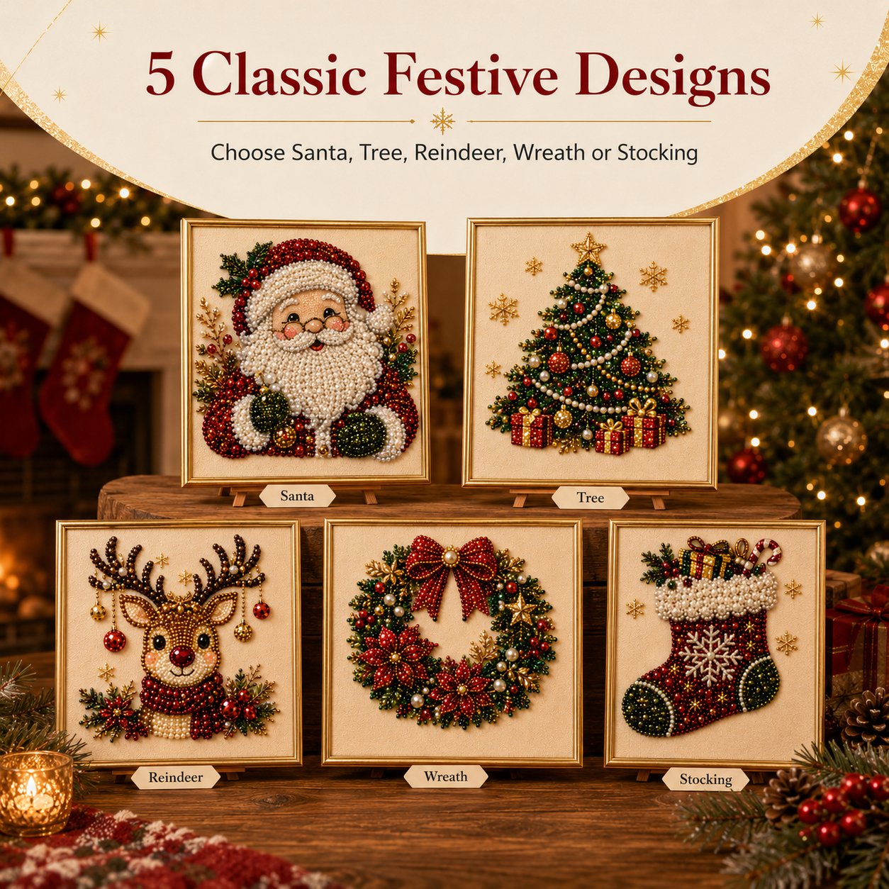 🎄 Illuminez votre Noël : Kit de Peinture Perlée 3D (Cadre inclus !) ✨