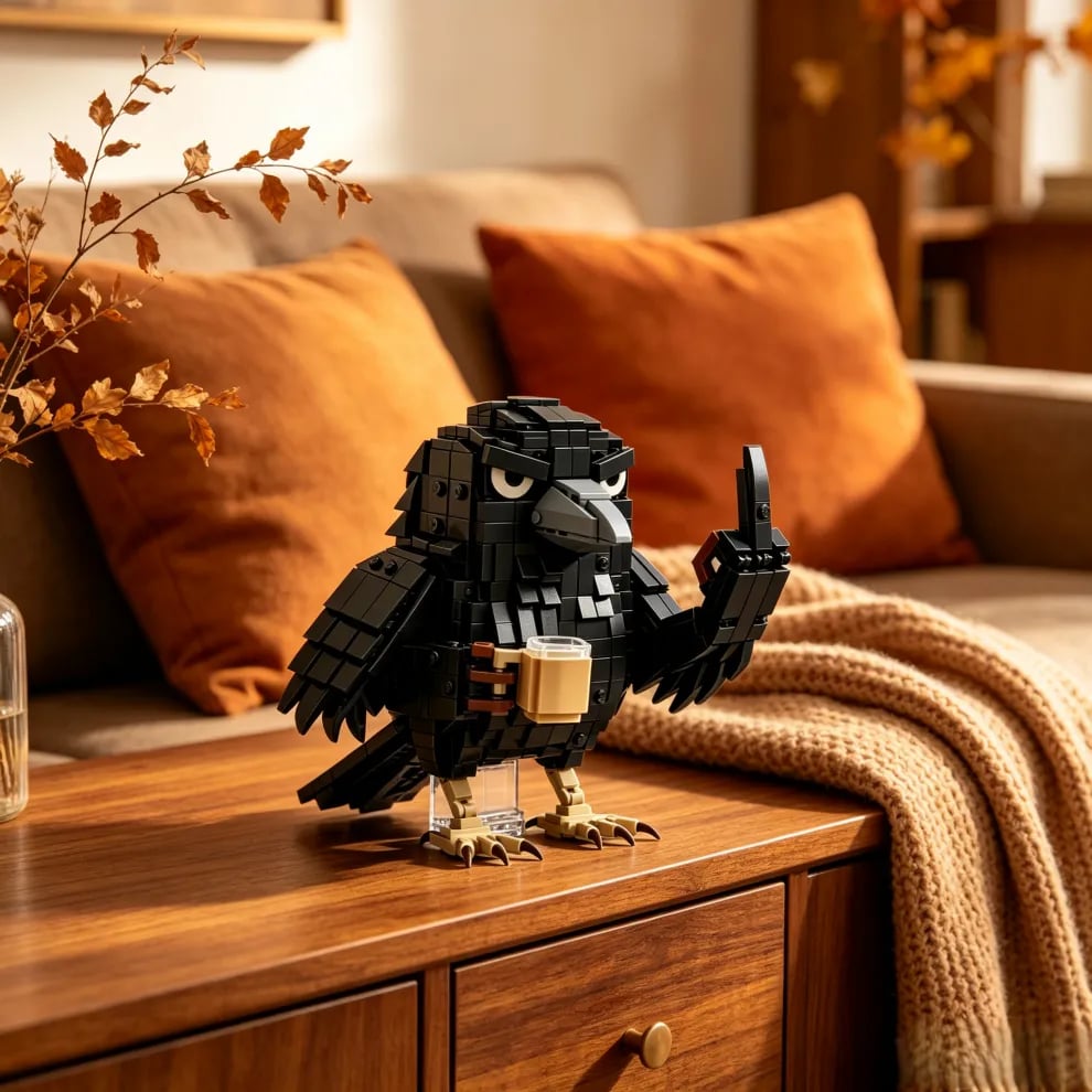 🐦‍⬛Corbeau sarcastique à construire – Pause café, ne pas déranger
