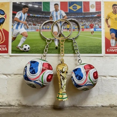 🏆 Porte-clés Coupe du monde 2026 : trophée et ballon de foot en édition limitée, le cadeau idéal pour les fans ! 🇨🇦🇲🇽🇺🇸
