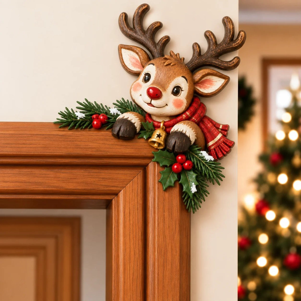 🎅 Décor de coin de porte Père Noël qui dépasse｜8 personnages pour une entrée pleine de malice