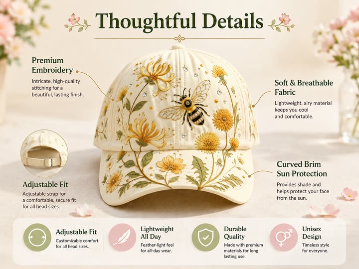 🎁50 % de réduction🔥😱🌸🌿 Casquette de baseball « Garden Morning » : douceur du soleil et confort au quotidien ! ☀️🌱🧢