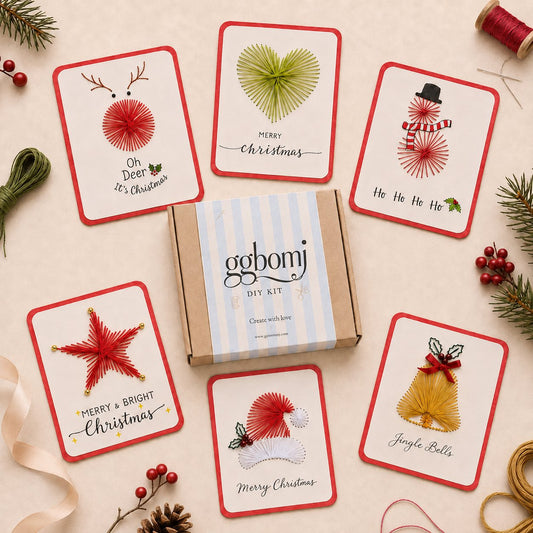 🎄🧵 Kit DIY de cartes de Noël brodées (6 modèles) — une carte unique, un geste fait avec le cœur