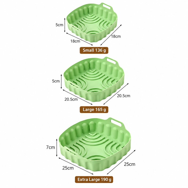 🍳 Panier carré en silicone pour air fryer – base striée, antiadhésif et lavable au lave-vaisselle