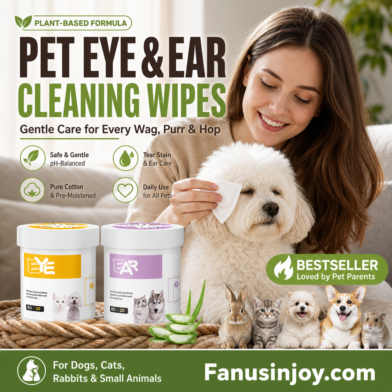 ✨️Surprise : 49 % de réduction 🐈Lingettes Nettoyantes Douces Yeux & Oreilles pour Animaux 🐾✨