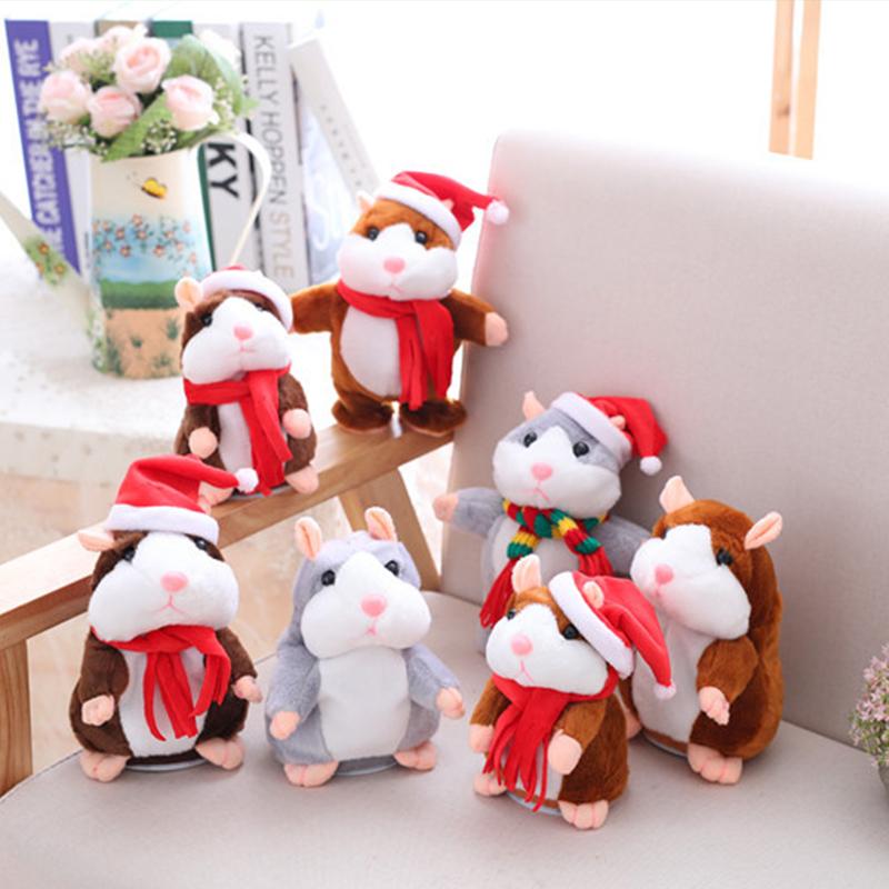 🐹 Peluche hamster parlante – répète les sons et bouge ! 3 couleurs + édition de Noël (15 cm) ✨🎄